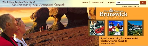 A picture of the home page for the canadian tourism website.