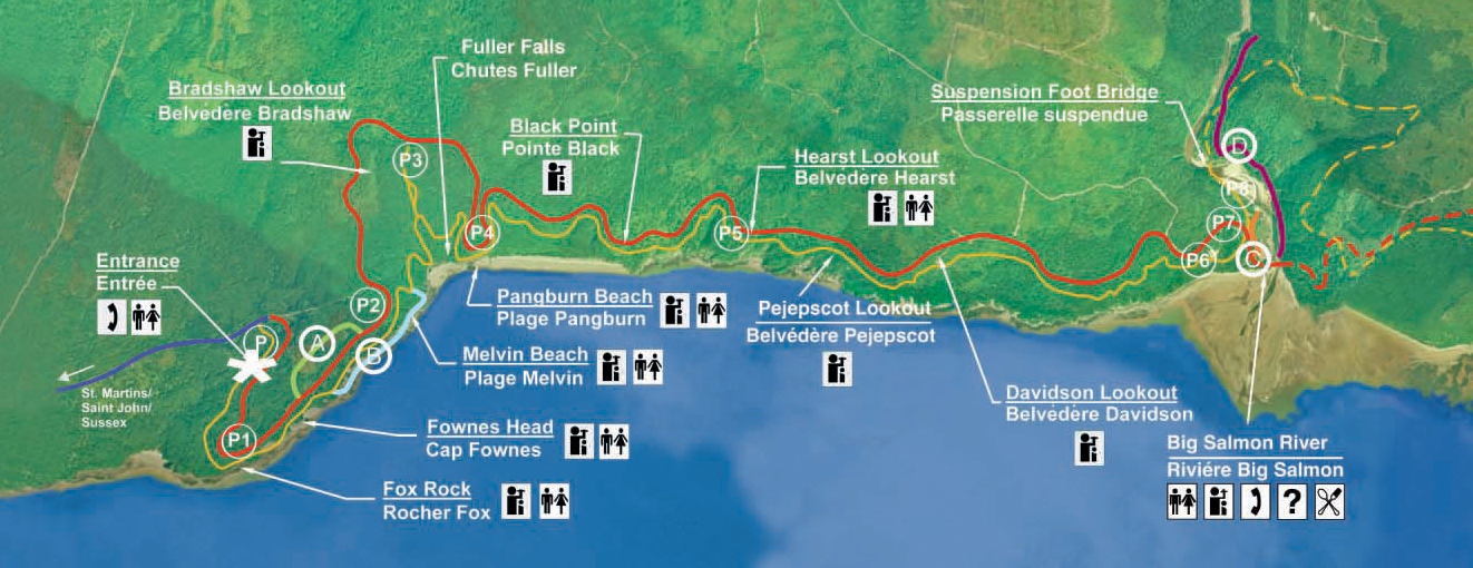 A map of the coast line with various locations.
