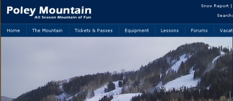 A picture of the mountain ski resort website.